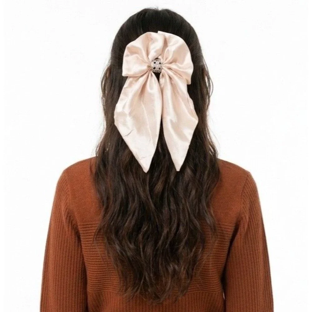 Large Satin Bow Barrettes Women Ribbon Hair Clips Hairpins for Styling